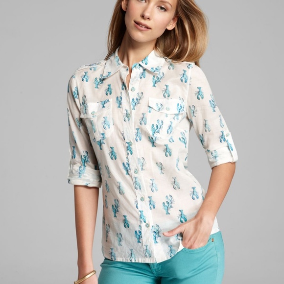 Tory Burch Tops - TORY BURCH Brigitte Lobster Print Blouse Top NWT 4